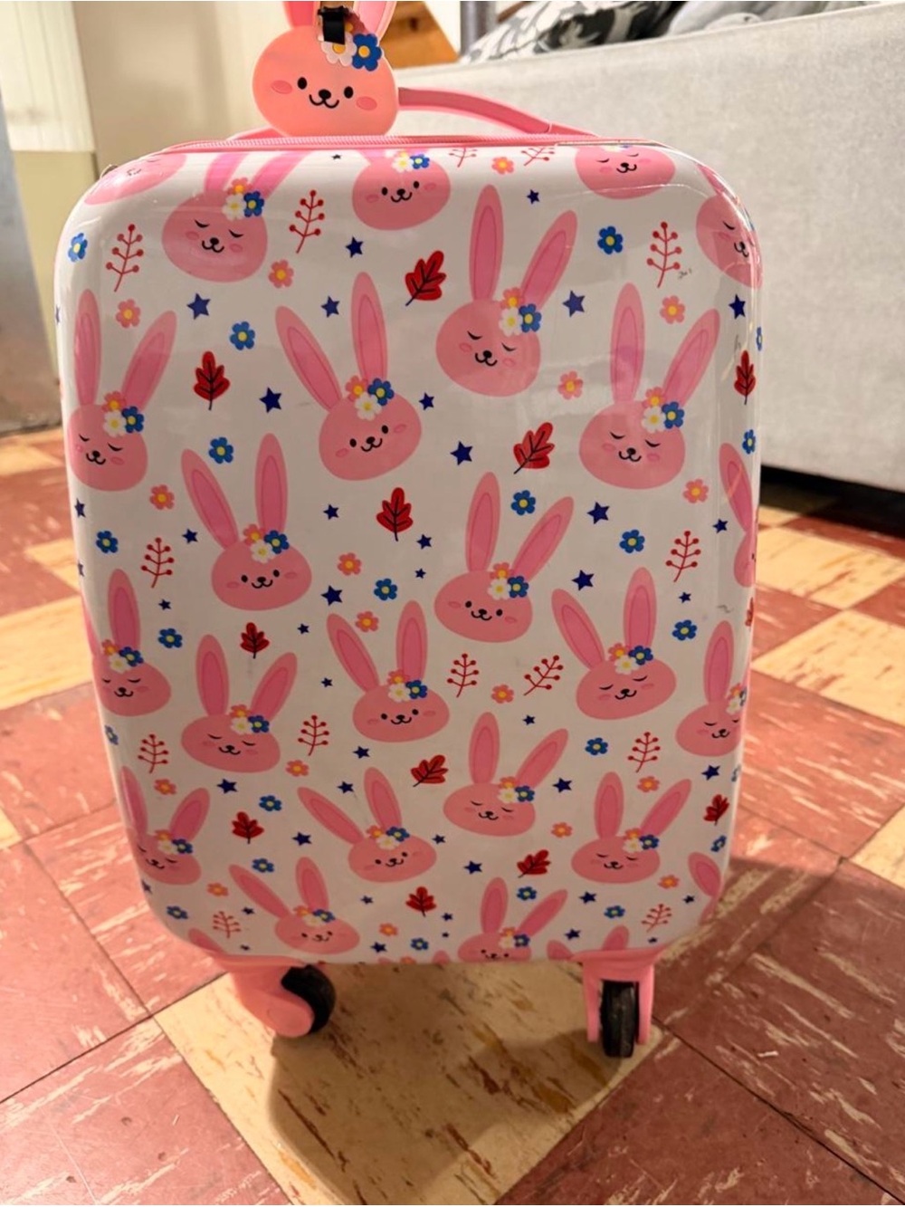 & Other Stories Pink Bunny Kids Rolling Suitcase